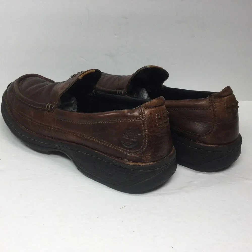 Timberland Loafer Mens Size 9 M Shoes Pebbled‎ Leather Slip On Brown 79504